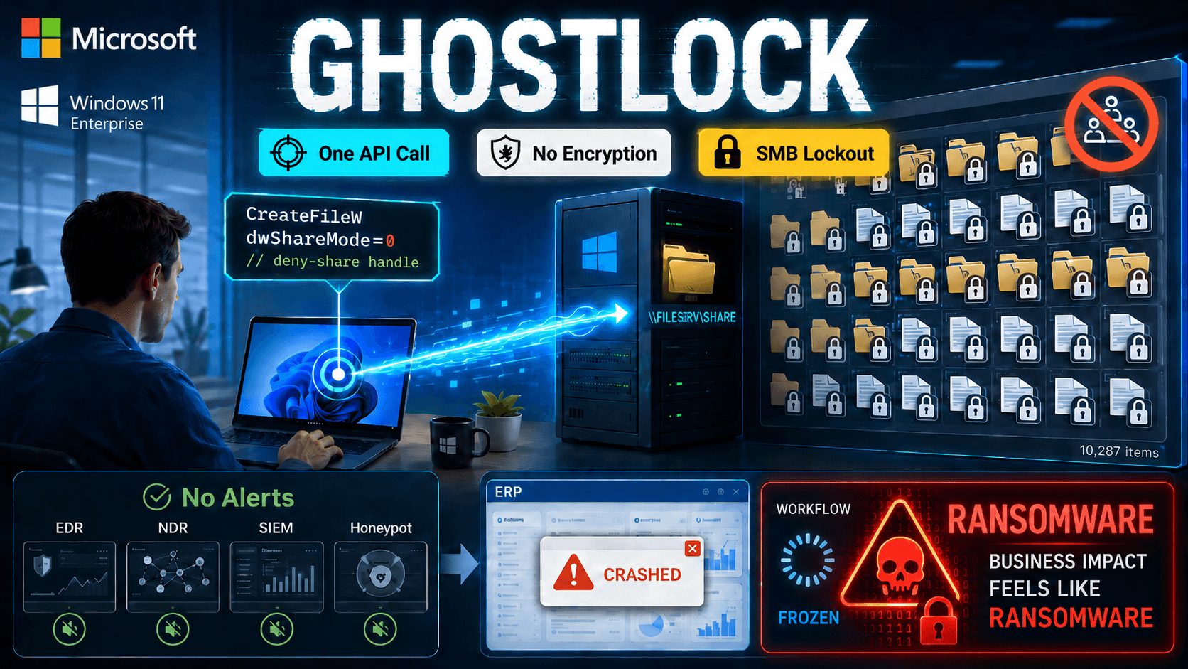 GhostLock: Ransomware Không Mã Hóa Nhưng Có Thể Làm Tê Liệt SMB Share trên các hệ thống Windows